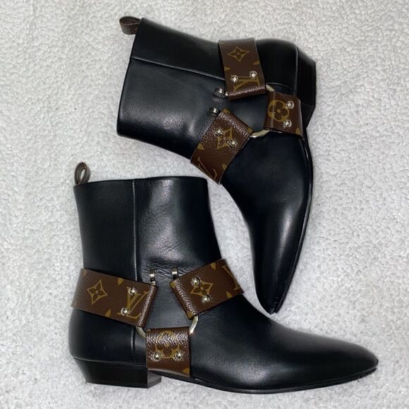 Louis Vuitton Black and Brown Ankle Boots - Picture 8 of 16